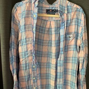 Pink and blue Vineyard Vines flannel